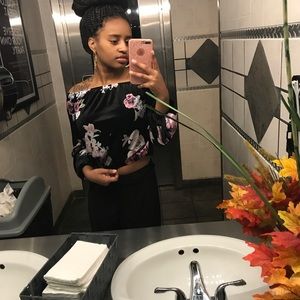 Off the shoulder Floral Shirt & Flare bottom pants